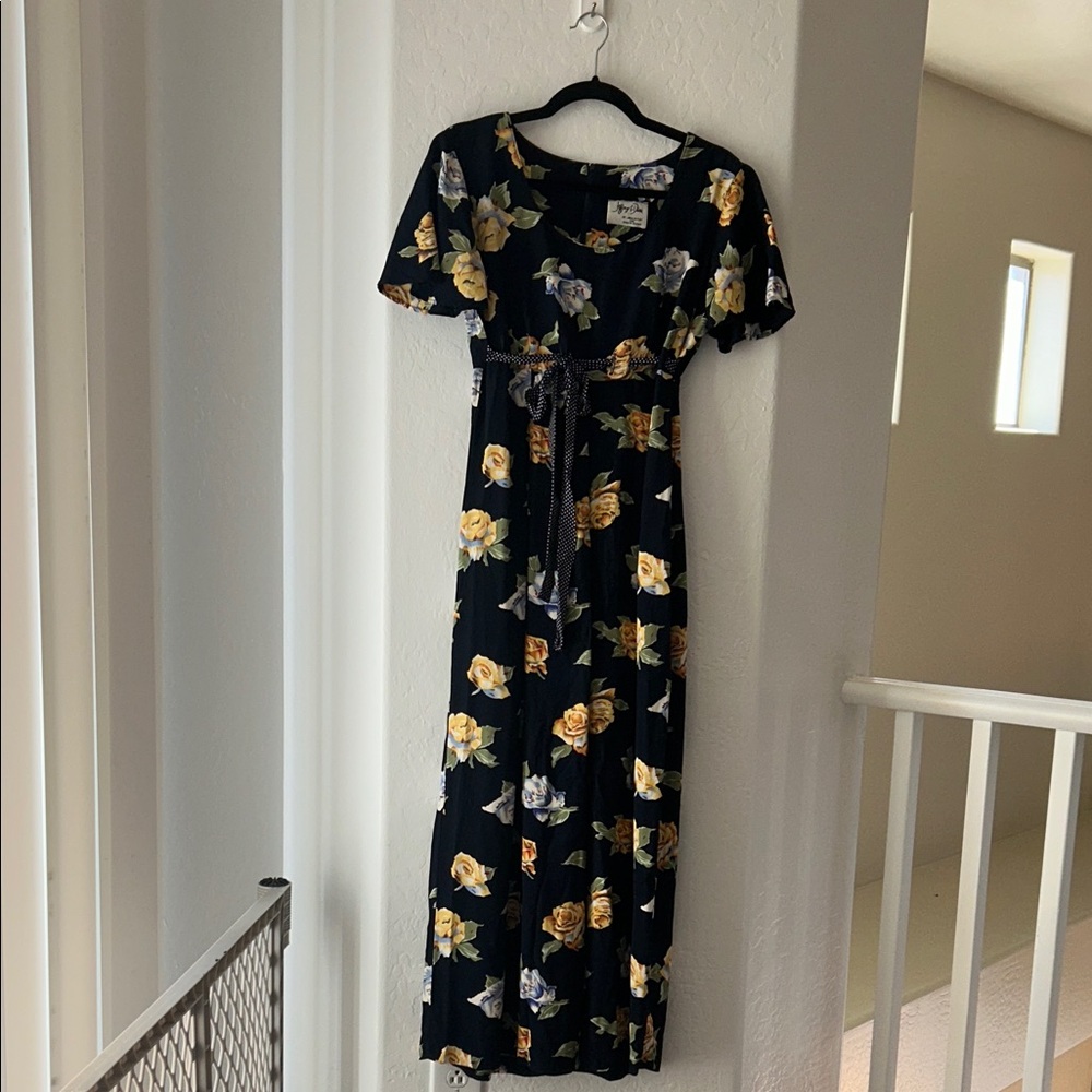 Floral Black Jumpsuit with Yellow Accents